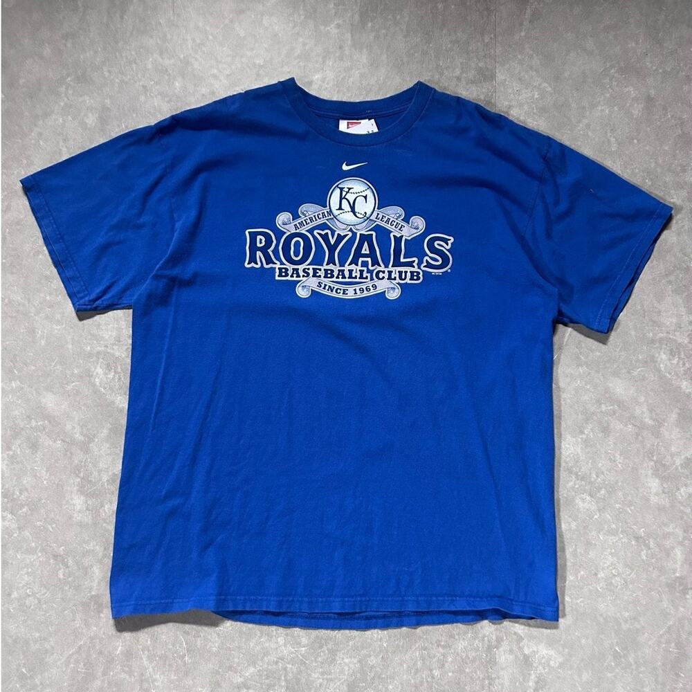 2000s Vintage Kansas City Royals Nike Center Swoosh Blue T Shirt -XL